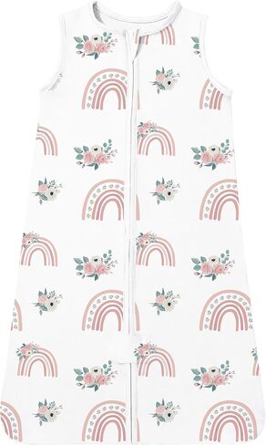 TotAha Pink FloralToddler Sleep Sack 2T-3T-4T for Girl, 0.5 TOG Summer Light Sleeping Sacks, Soft Wearable Blanket Baby Sleep Bag with 2-way Zipper in Saudi Arabia