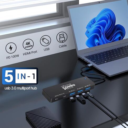 Powered USB Hub 2.0, 10-Port USB Hub USB Extender Splitter for Devices Charging and Fast Data Transfer with Individual LED Indicator Light, USB Multiport Adapter for Laptop, PC, MacBook and More… in Saudi Arabia