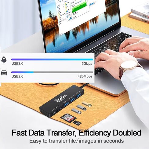 Powered USB Hub 2.0, 10-Port USB Hub USB Extender Splitter for Devices Charging and Fast Data Transfer with Individual LED Indicator Light, USB Multiport Adapter for Laptop, PC, MacBook and More… in Saudi Arabia
