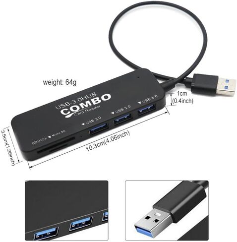 Powered USB Hub 2.0, 10-Port USB Hub USB Extender Splitter for Devices Charging and Fast Data Transfer with Individual LED Indicator Light, USB Multiport Adapter for Laptop, PC, MacBook and More… in Saudi Arabia