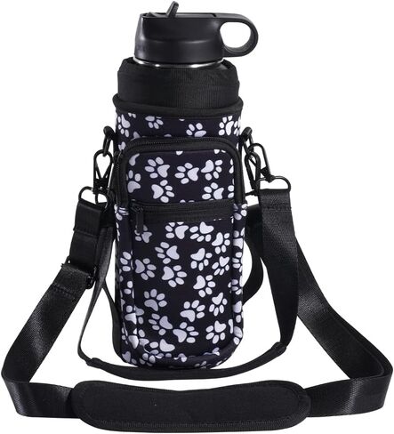 حقيبة حامل زجاجات المياه من سانكي مع حزام وحقيبة لحمل زجاجات المياه مع جيب للهاتف 32 أونصة للمشي لمسافات طويلة (أسود) in Kuwait