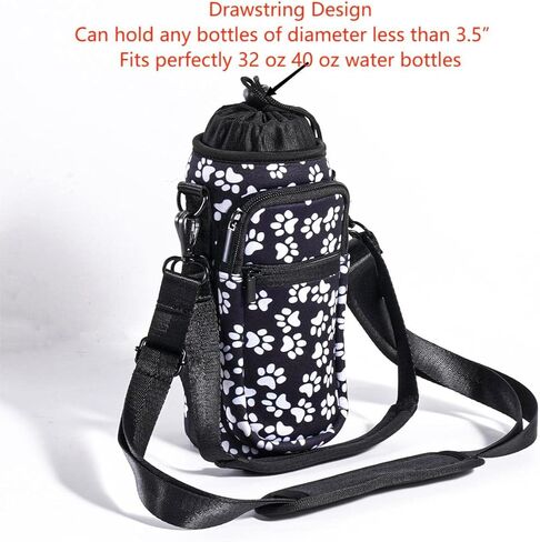 حقيبة حامل زجاجات المياه من سانكي مع حزام وحقيبة لحمل زجاجات المياه مع جيب للهاتف 32 أونصة للمشي لمسافات طويلة (أسود) in Kuwait