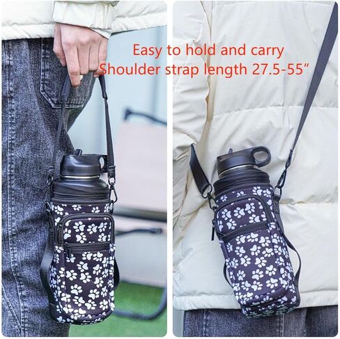 حقيبة حامل زجاجات المياه من سانكي مع حزام وحقيبة لحمل زجاجات المياه مع جيب للهاتف 32 أونصة للمشي لمسافات طويلة (أسود) in Kuwait