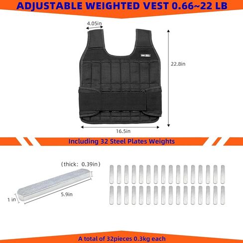 Weighted Vest for Men Women BeatBoost 22 lb Adjustable Weighted Vest with 32 Steel Plates Weights for Walking Strength Training Running Workout in Saudi Arabia