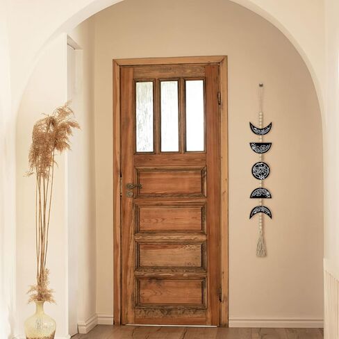 3 قطع من Qunclay ديكور جدار القمر مطرز على شكل مرحلة القمر للتعليق على الحائط منسوج من Boho Garland Wall Pediments Moon Garland مع شرابة لغرفة النوم والحمام ومكتب الحضانة in Saudi Arabia