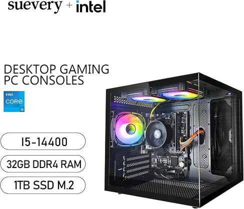 Gaming PC AMD Ryzen5 5600G 6Cores 3.9GHz UP to 4.40 GHz Processor, 16GB DDR4 RAM, 1Tb NVMe SSD, AMD Radeon Vega7 Graphics 600W Windows 11 Home WI-FI Gaming Desktop Computer White in Saudi Arabia