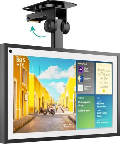 WALI Under Cabinet Mount for Echo Show 15, 360 Degree Rotation Mounting Bracket, Tilt Swivel for Alexa Echo Show 15, Holds up to 5.5lbs (ECS003), Black in Saudi Arabia