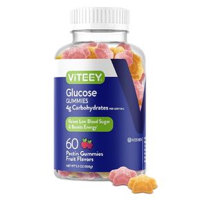 Glucose Gummies for Women, Men & Teens - 4g of Carbohydrates - Naturally Sourced, Vegan, GMO Free, Gluten Free, Gelatin Free - Tasty Chewable Fruit Flavored Pectin Gummy