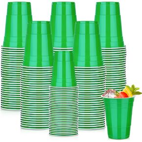 Dualshine 100 Pack Orange Plastic Cups 16 oz,Disposable Cups for Party,Heavy Duty Drinking Cups, Graduation Shot Cups for Wedding Birthday Beer Taste Serving Snack Sample Tastings Barbecues Picnic