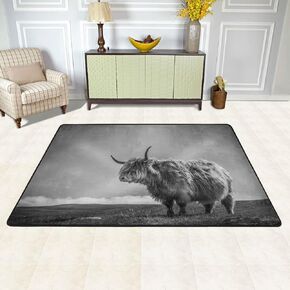 QUGRL Scottish Highlander Cow Kitchen Mats for Floor Washable Farm Animal Kitchen Rugs Non Slip Bath Mat for Bathroom Tub Shower Absorbent Door Mat Outdoor Indoor Entrance Farmhouse 36X24 in