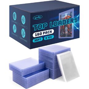 Lzerking Top Loaders for Cards 320ct, 35PT Card Saver 160 Top Loader and 160 Penny Sleeves for Trading Cards Protectors Hard Plastic 3" x 4" Trading Cards Protectors for Baseball Sports Card Sleeves