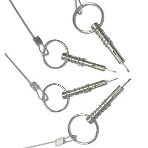 4Pcs Bimini Top Pin 1/4,316 Stainless Steel Safety Pin Latch for Marine Bimini Top Deck Hinge or Jaw Sliding Clamp Bracket Marine Hardware with Safety Rope and Screws (Φ1/4" x 1-3/4")