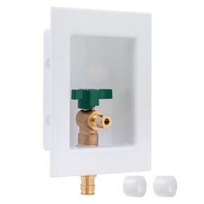 SUNGATOR Ice Maker Outlet Box for Pex A, 1/2 Inch Pex Expansion Inlet x 1/4 Inch OD Compression Outlet, Ice Maker Valve Wall Box with Faucet and 2 Expansion Rings