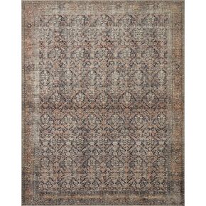 Loloi Amber Lewis x Billie Collection, Ink & Salmon 2'-6" x 12'-0" Area Rug – Antique & Distressed Accent Rugs for Living Room, Bedroom, Entryway & Hallway, No Shed High Traffic Area Home Decor Rug
