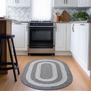 Super Area Rugs Brown Braided Rug for Entryway/Foyer, Taupe Gray Indoor Outdoor Braided Rug for Patio/Porch 3' x 5' Oval