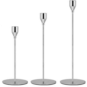 Kamingce Black Candle Holders for Taper Candles Set of 3pcs, Metal Decorative Candlestick Fit 3/4 inch Thick Candle for Home Decor, Wedding, Dinning, Party, Anniversary (Black)