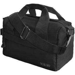Small Gym Bag for Women, Waterproof Mini Duffle Bag for Girls, Travel Makeup Bag Airplane, Personalized Cosmetic Bag (Black)