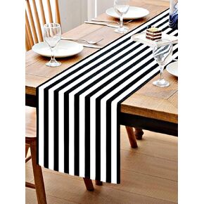 Texson Black and White Striped Table Runner Cotton Striped Table Runner Modern Striped Design Table Runner Elegant Decor for Indoor Outdoor Events, 12x48 Inches
