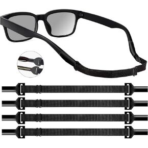 KECHIO Adjustable Glasses Strap Eyeglasses Strap 4 Pack Sunglasses Strap No Tail Eye Glasses Holders around Neck for Men Women Kids Eyeglass Holders Sports Glasses Strap Black (9.5-13.5 inch) 1