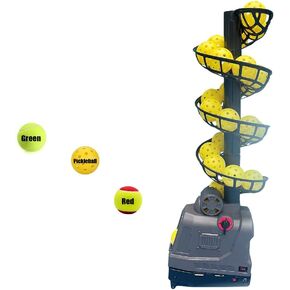YUEWO Pickleball Machine آلة كرة التنس، قاذف كرة Pickleball قابل للتعديل والمحمول مع تأرجح تلقائي، 3 زوايا و4 سرعات تيار متردد/بطاريات سعة 26 كرة مخلل