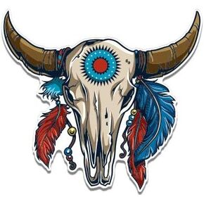 Native American Skull - Vinyl Sticker Waterproof Decal
