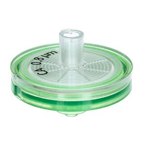GVS Filter Technology, Syringe Filter, ABLUO, 25mm, CA Membrane, 0.80µm, Acrylic Housing, Green Color, 10/pk