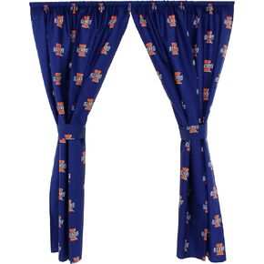 College Covers Everything Comfy Illinois Fighting Illini Curtain Panel Set, 2 Panels, 2 Matching Tie Backs, 42 inches Wide by 63 inches Long