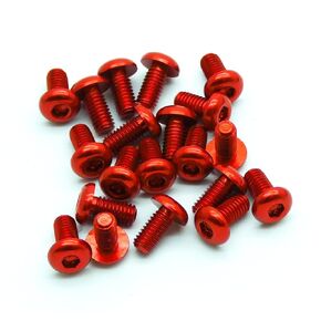 20PCS M3x6mm Aluminum Button Head Hex Screw (Anodized Red)