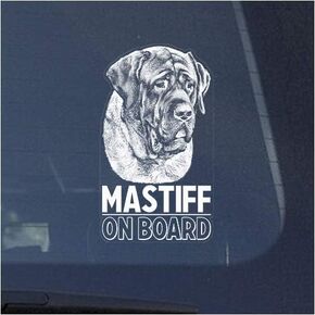 Mastiff Clear Vinyl Decal Sticker for Window, Old English Dog Sign Art Print Design