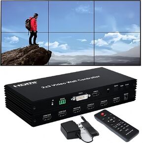 Video Wall Controller 2x3 HD HDMI Video Wall Controller 2x2 2×1 1x2 3x2 TV Wall Processor 1080P Video Image Processor with RS232 Audio Out, support 180 ° rotation pick up The pair of 1x6,1x5 et