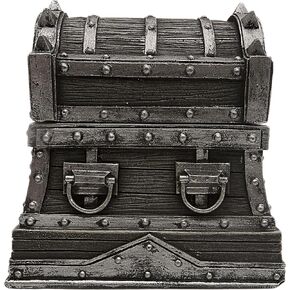 Pacific Trading Company Miniature Gray Resin Pirate Treasure Chest, Small Novelty Keepsake Jewelry Boxes, Decorative Storage Trinket Box, Unique Nautical Gifts for Men and Women, 4.75 Inches