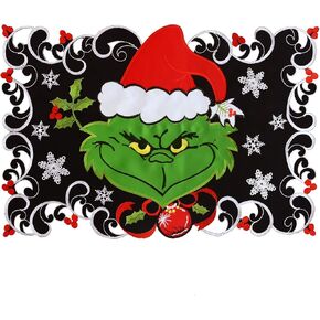 Grelucgo Embroidered Black Snowflakes Mantel Scarf Top Runner for Christmas Holidays and Winter (70x17 Mantel Runner)