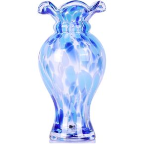 Clear Vases for Centerpieces,Hand Blow Vase Glass Flower Vases for Bouquet,Glass Vases Home Decor Modern Jarrones Decorativos for Wedding Living Room Dining Table Office (Light Blue)
