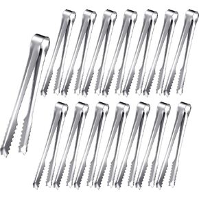 15 Pieces Mini Ice Tong Stainless Steel Appetizers Tongs Small Serving Tongs Sugar Cube Clips with Teeth, Sawtooth Kitchen Tongs for Tea Party Coffee Bar Wedding, 6 Inch