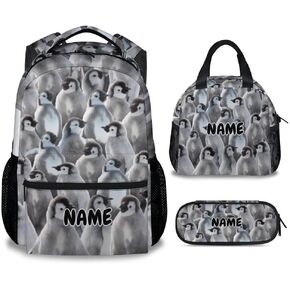 School Backpack for Kids, Penguin Backpacks for Boys Girls, 16 Inch Animal Print Lightweight Bookbag for Preschool Elementary, Funny School Supplies for Penguin Lovers