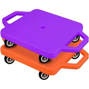 2 Pcs Sports Scooter Board with Handles Sitting Scooter Board Colored Plastic Casters Sport Floor Scooter Board Children Gym Indoor Outdoor Activities Play Equipment