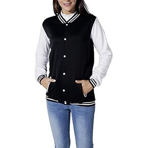 Mowbeat Women Baseball Jacket Varsity Uniform Unisex Adult Long Sleeve Casual Loose Cardigan Men's Track Jacket
