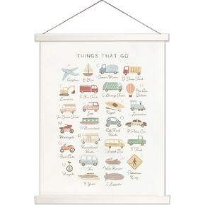 Ajqiomh Colorful Transportation Alphabet Poster Things That Go Nursery Decor Hanging Poster 16x20 Toddler Room Decor Alphabet Art Print for Kids Room Cartoon Vehicle Nursery Canvas Wall Art