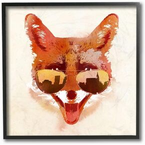 Stupell Industries Orange and Tan Painterly City Fox with Aviators Canvas Wall Art, 24 x 24, Multi-Color