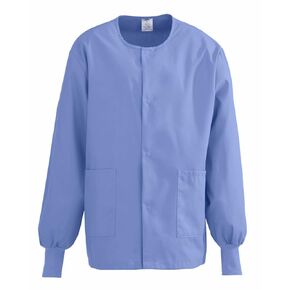 Medline ComfortEase Unisex Crew-Neck Warm Scrub Jacket with Knit Cuff, Ceil, Size Small