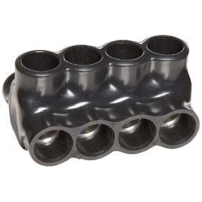 Morris Products 97644 Black Insulated Multi-Cable Connector - Dual Entry 4 Ports 250-6 Wire Range, 1-Pack