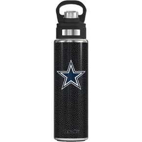Tervis Triple Walled Tervis NFL Dallas Cowboys Insulated Tumbler Cup Keeps Drinks Cold & Hot, 24oz Wide Mouth Bottle - Stainless Steel, Black Leather