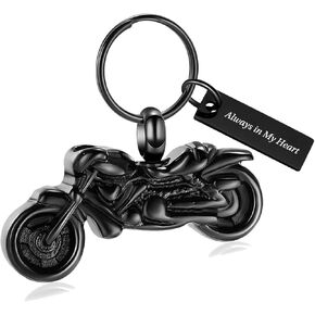 zeqingjw Motorcycle Cremation Jewelry Memorial Urn Keychain for Ashes Holder Funeral Keepsake Jewelry for Loved Ones