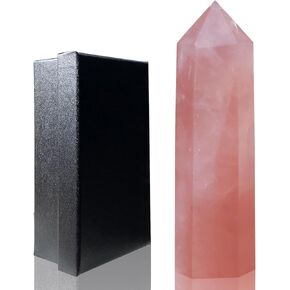 Runyangshi Natural Crystals Towers Clear Quartz Crystal Tower 4.8'' Healing Crystal Point Obelisk 6 Faceted Single Crystal Tower Stone for Reiki Chakra Meditation Therapy Gift(1PCS)