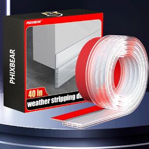 40-in Transparent Door Draft Stopper, Weather Stripping Door Seal, Cleaning Soundproofing and Insulation, Heavy Duty Adhesive, Suitable for Exterior and Interior Doors