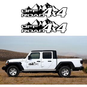(2PCS) Snow Mountain 4X4 Car sticker Mountain Graphics Vinyl body door side decal Self-adhesive decorative for pickup SUV truck sticker accessories (Black, S)