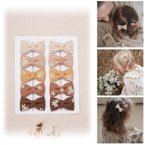 19 PCS Baby Girl Hair Clips With Bow Holder Daisy Embroodered Hair Bow and Handmdade Flower Bouquet,Fully Lined Alligator Hair Clips,Hair Accessories for School Age Girls Toddler Kids by FANCY CLOUDS