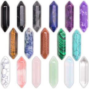 ZORZA 17 قطعة من أحجار البلورات العلاجية مجموعات أحجار عصا سداسية متنوعة على شكل رصاصة صخور كريستال هدية للتأمل والتفكير واليوجا in Kuwait