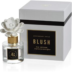 Zodax Apothecary Guild Blush Porcelain Diffuser 2.75" x 2.75" x4.5" Black Fig Vetiver
