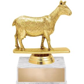 Crown Awards Goat Trophy, 5.5" Goat Dairy Trophy On White Luxury Trophy Base